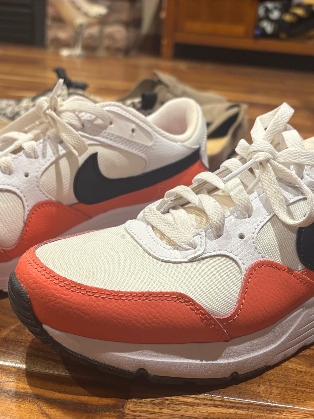 Nike Air White, Coral & Black Athletic Sneakers